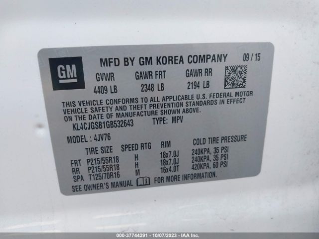 KL4CJGSB1GB532643 Buick Encore Leather