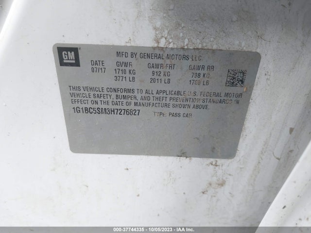 Chevrolet CRUZE LS 2017 1G1BC5SM3H7276827 Image 9