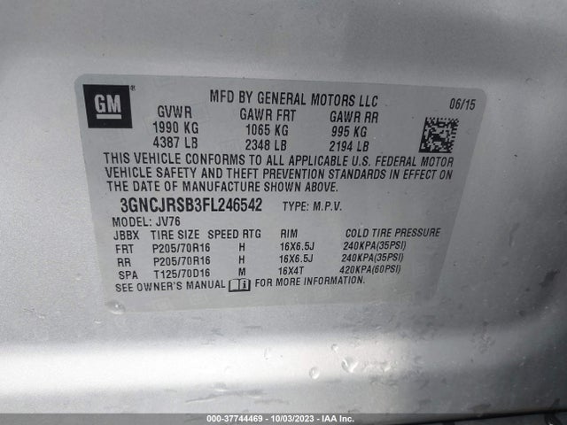 Chevrolet Trax Lt 2015 3GNCJRSB3FL246542 Image 9