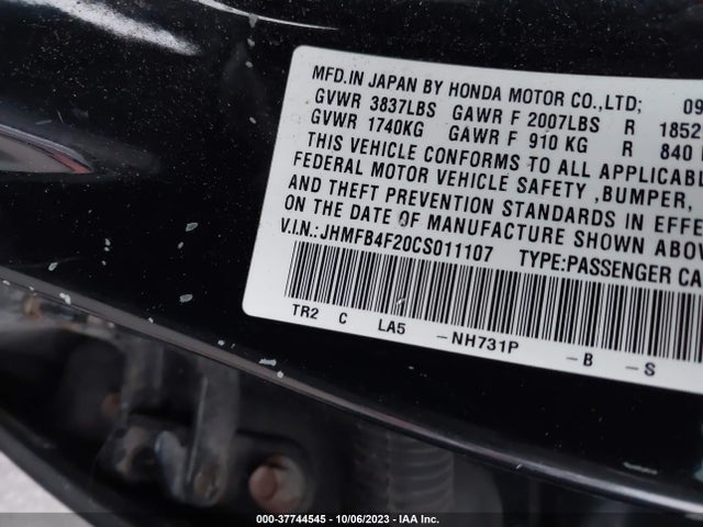 Продаж на аукціоні авто 2012 Honda Civic Hybrid, vin: JHMFB4F20CS011107, номер лоту: 37744545