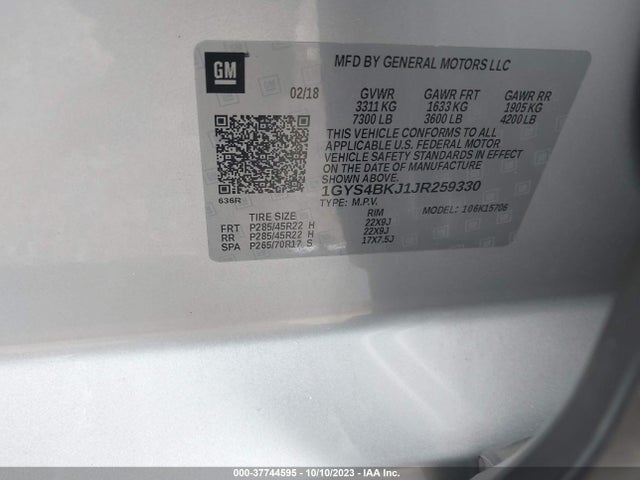 1GYS4BKJ1JR259330 Cadillac Escalade Luxury