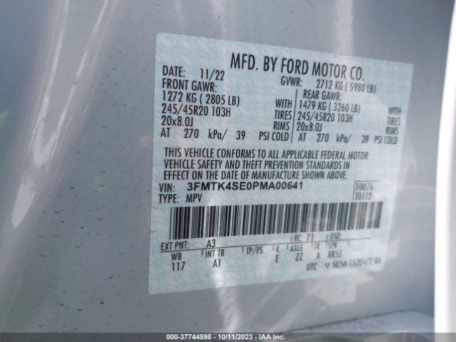 3FMTK4SE0PMA00641 Ford Mustang Mach-e Gt