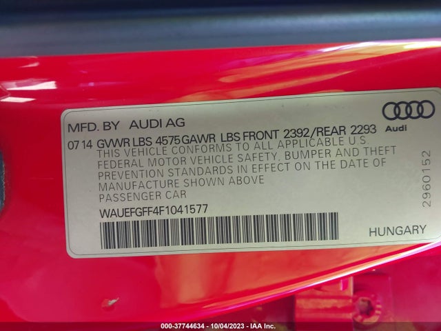 WAUEFGFF4F1041577 Audi A3 2.0t Premium Plus