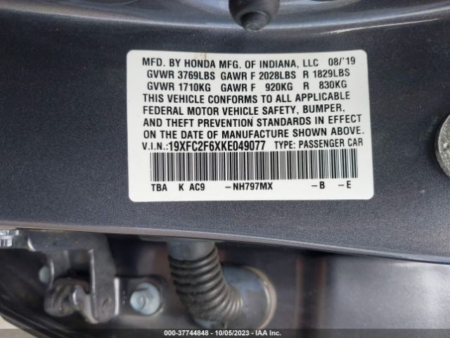 19XFC2F6XKE049077 Honda Civic Sedan Lx