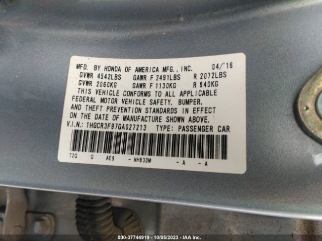 1HGCR3F97GA027213 Honda Accord Sedan Touring