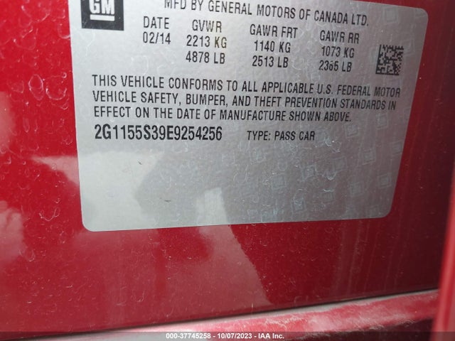Chevrolet IMPALA 2LZ 2014 2G1155S39E9254256 Image 9