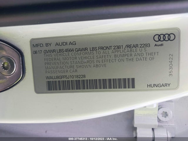 WAUJ8GFF5J1018228 Audi A3 Sedan Premium Plus