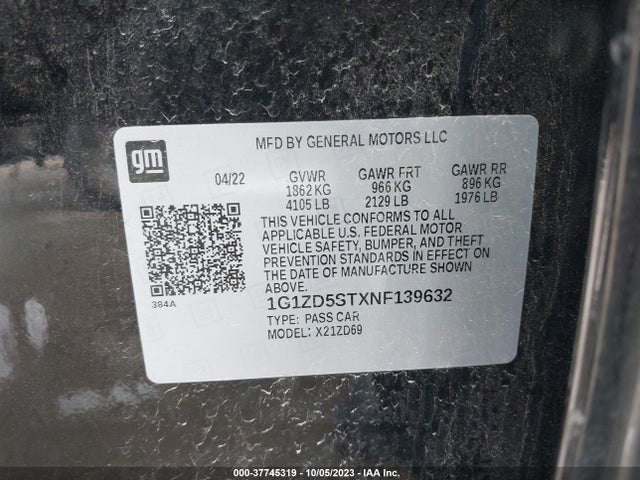 Chevrolet MALIBU LT 2022 1G1ZD5STXNF139632 Image 9