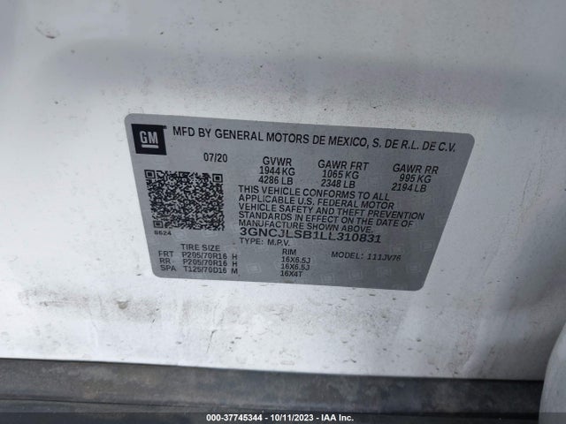 Chevrolet Trax Lt 2020 3GNCJLSB1LL310831 Image 9