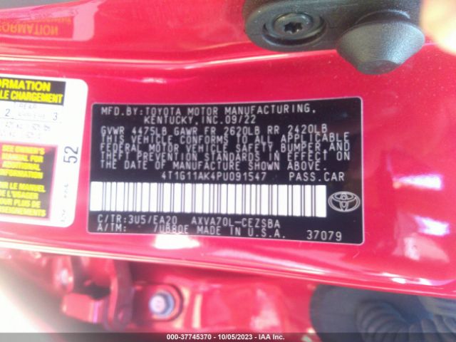 4T1G11AK4PU091547 Toyota Camry Se/se Nightshade