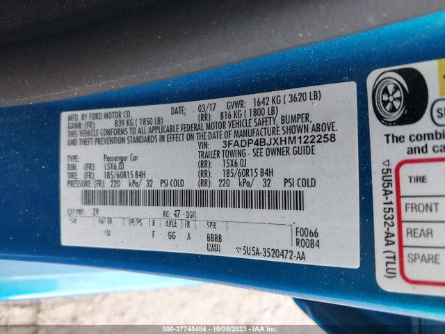 Ford FIESTA SE 2017 3FADP4BJXHM122258 Image 9