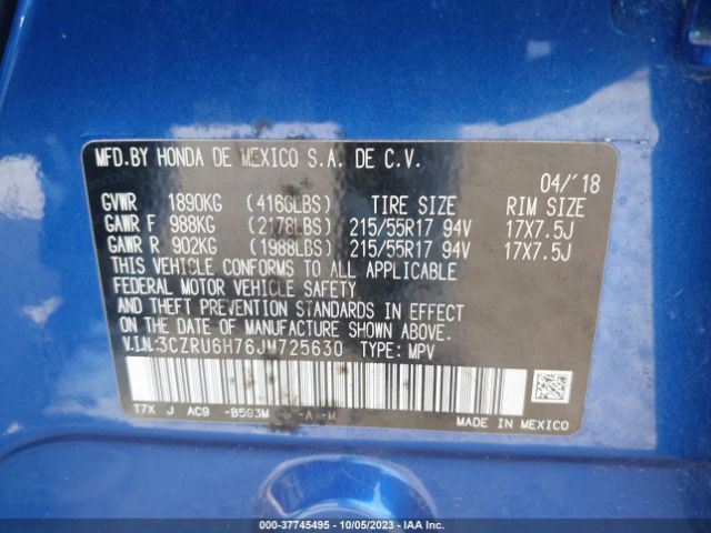 3CZRU6H76JM725630 Honda Hr-v Ex-l Navi