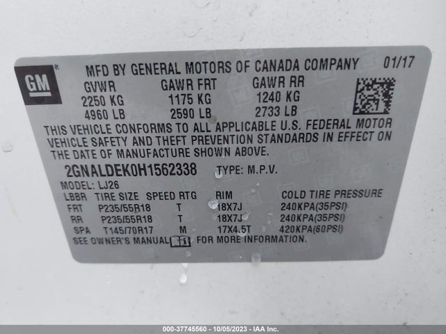 Chevrolet Equinox Premier 2017 2GNALDEK0H1562338 Image 9