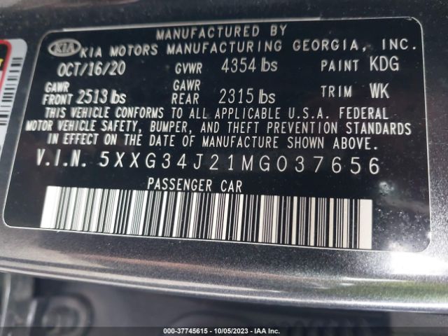5XXG34J21MG037656 KIA K5 EX