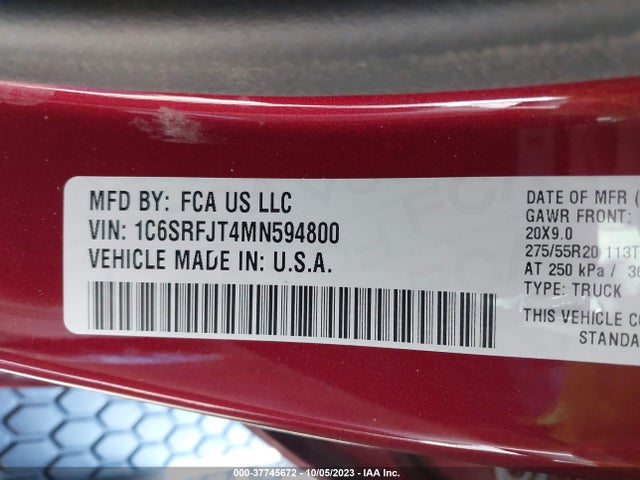 1C6SRFJT4MN594800 RAM 1500 Laramie