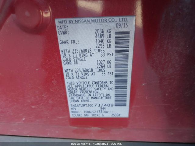 5N1AT2MT2GC737409 Nissan Rogue Sl