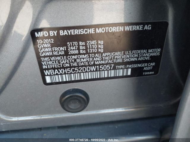 2013 BMW 5 SERIES WBAXH5C52DDW15057 Photo 8