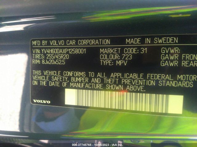 YV4H60DAXP1258001 Volvo Xc60 Recharge Ultimate Bright Theme