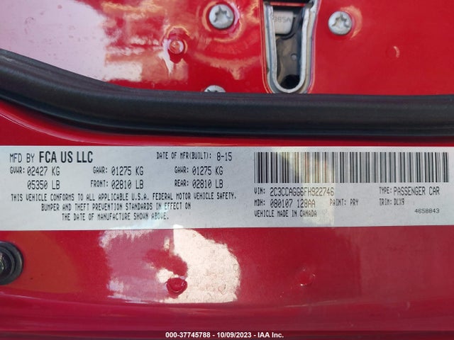 2C3CCAGG6FH922746 Chrysler 300 300s