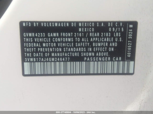 3VWB17AJ4GM246477 Volkswagen Jetta Sedan 1.8t Sport