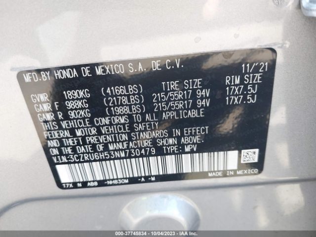 3CZRU6H53NM730479 Honda Hr-v Awd Ex