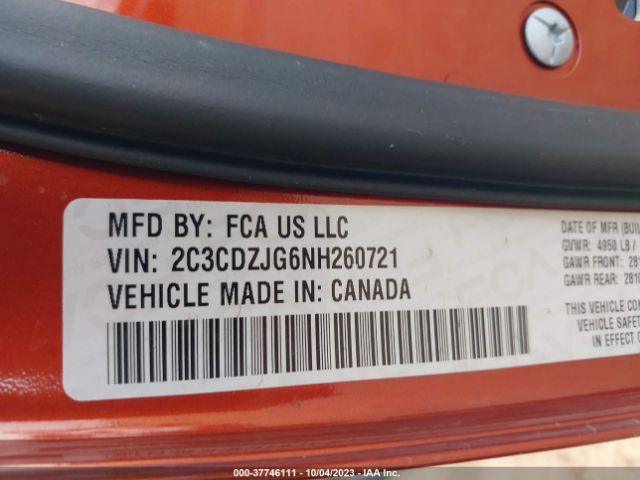 2C3CDZJG6NH260721 Dodge Challenger Gt