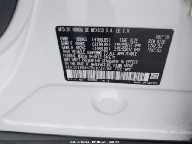 3CZRU6H75KM738788 Honda Hr-v Ex-l
