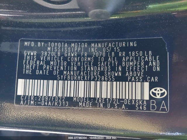 Toyota Corolla L/le/s/s Plus/le Plus 2015 5YFBURHEXFP328655 Image 8