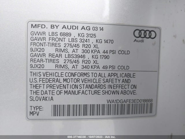 WA1DGAFE3ED018668 Audi Q7 3.0t S Line Prestige