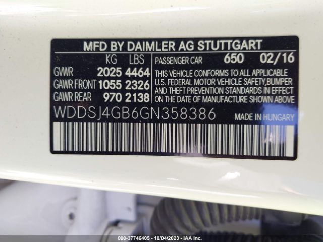 WDDSJ4GB6GN358386 Mercedes-Benz Cla Cla 250