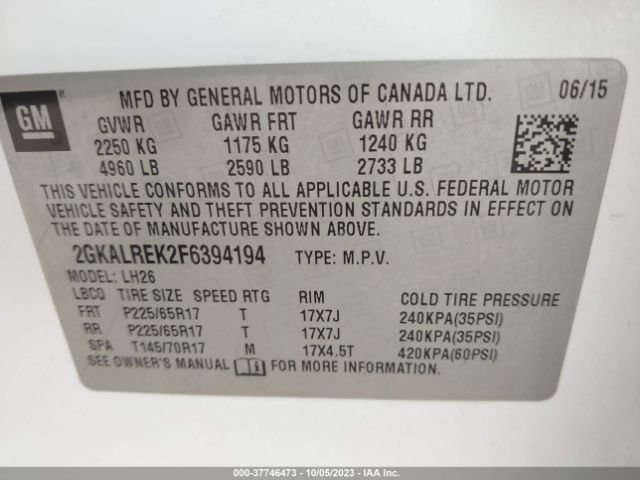 2GKALREK2F6394194 GMC Terrain Sle