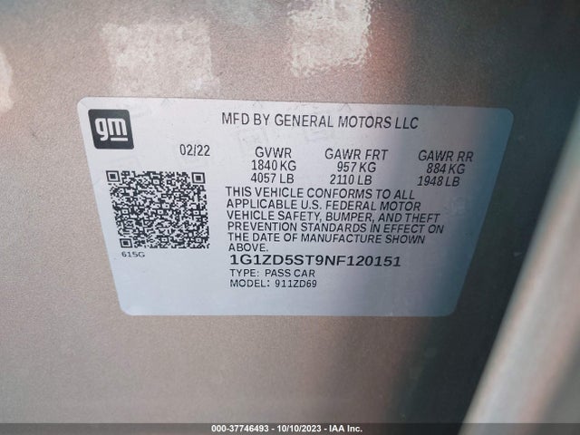 Chevrolet MALIBU LT 2022 1G1ZD5ST9NF120151 Image 15