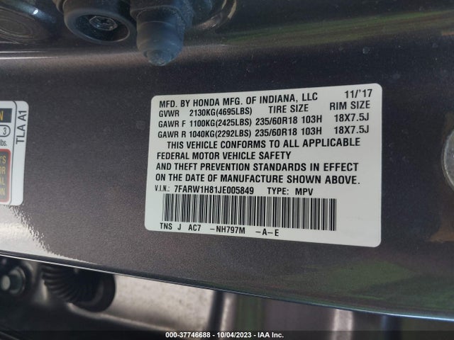 Honda Cr-v Ex-l 2018 7FARW1H81JE005849 Image 9