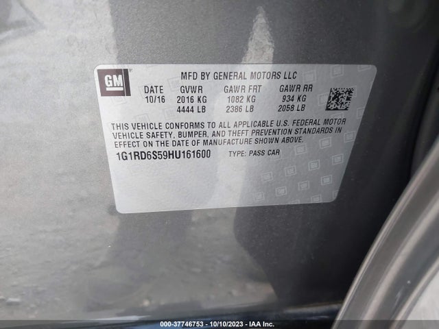 Chevrolet Volt Premier 2017 1G1RD6S59HU161600 Image 9