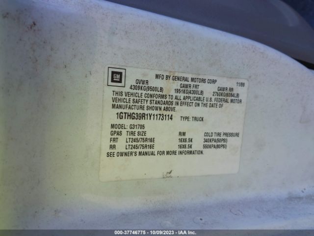2000 GMC SAVANA CARGO VAN 1GTHG39R1Y1173114 Photo 8