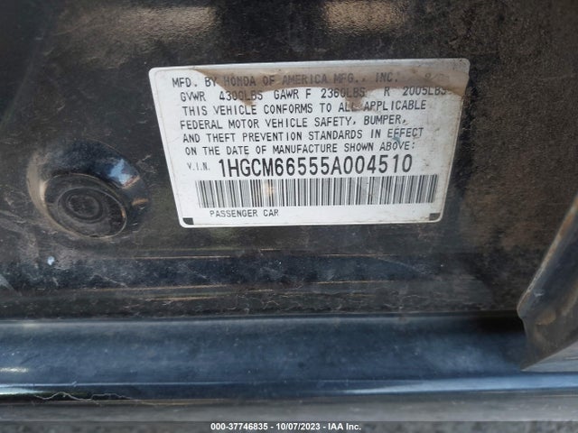 2005 HONDA ACCORD SDN EX-L V6 VIN: 1HGCM66555A004510