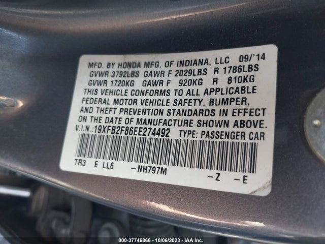 Honda Civic Sedan Ex 2014 19XFB2F86EE274492 Image 9