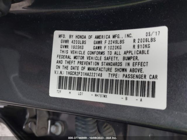 1HGCR2F31HA222148 Honda Accord Sedan Lx