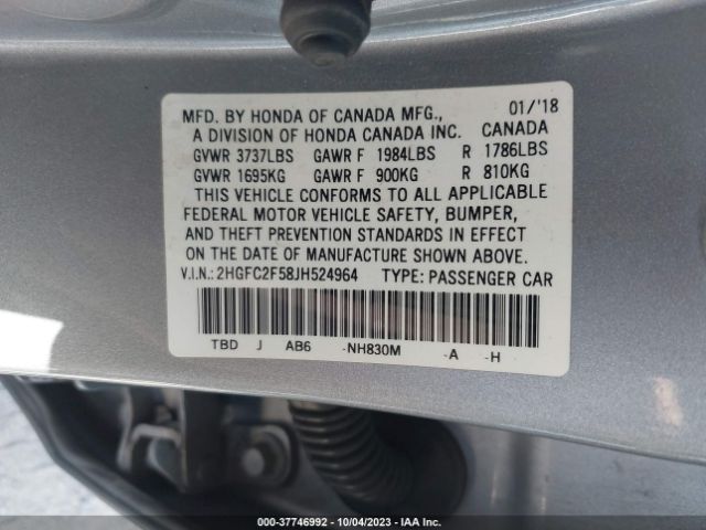 2HGFC2F58JH524964 Honda Civic Sedan Lx