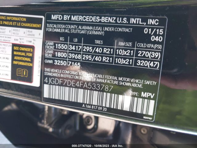 4JGDF7DE4FA533787 Mercedes-Benz Gl-class Gl 550