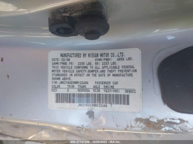 2008 INFINITI G37 COUPE JNKCV64E98M122494 Photo 8