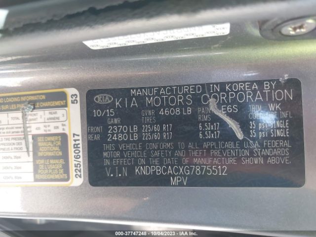 KNDPBCACXG7875512 KIA Sportage Lx