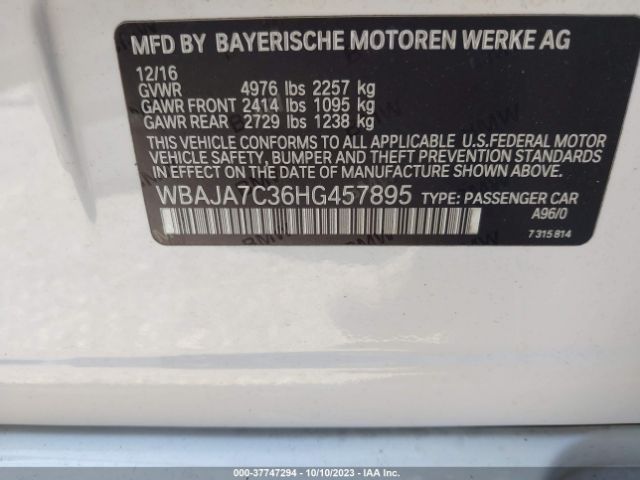 WBAJA7C36HG457895 BMW 5 Series 530i Xdrive