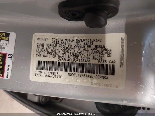2013 TOYOTA COROLLA S SPECIAL EDITION/LE/LE SPECIAL EDITION/S/L VIN: 5YFBU4EE9DP153433