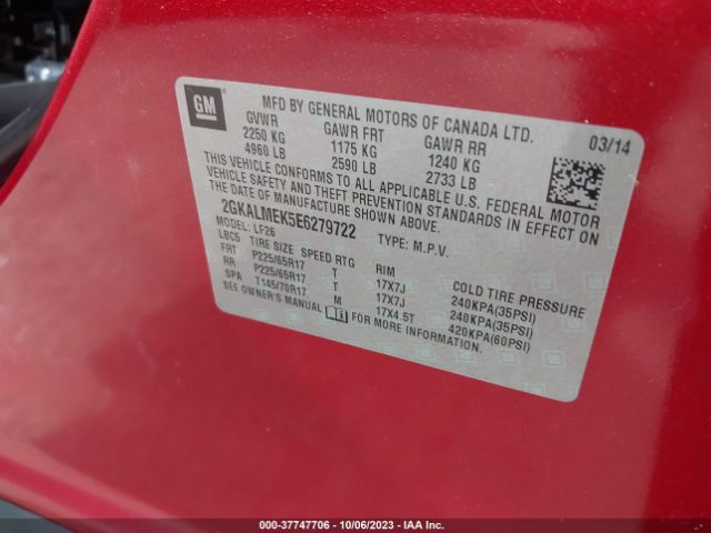 2GKALMEK5E6279722 GMC Terrain Sle