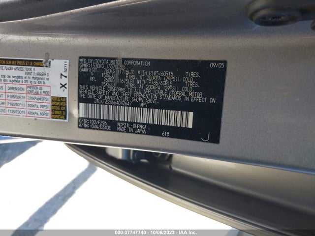 2006 SCION XB VIN: JTLKT324664042647