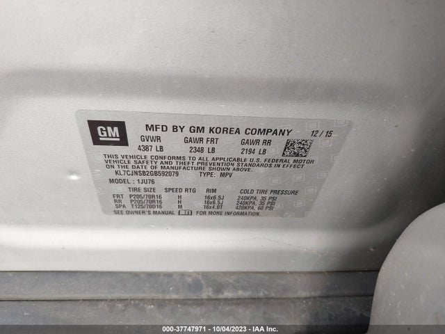 Chevrolet TRAX LS 2016 KL7CJNSB2GB592079 Image 9