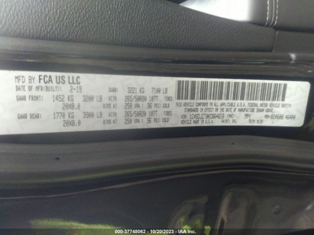 1C4SDJCT0KC664616 Dodge Durango R/t Awd