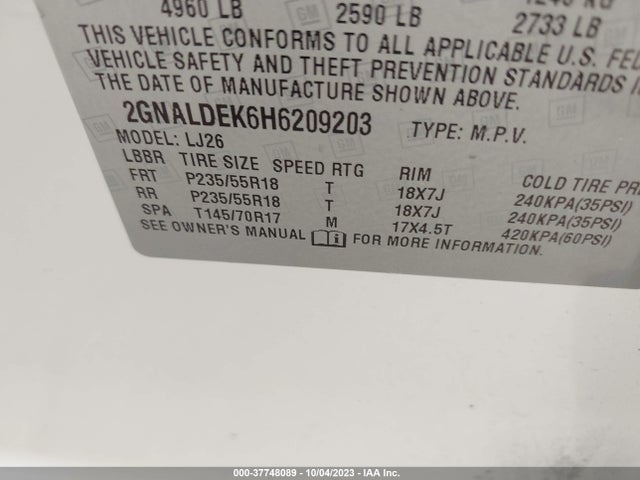 Chevrolet Equinox Premier 2017 2GNALDEK6H6209203 Image 15
