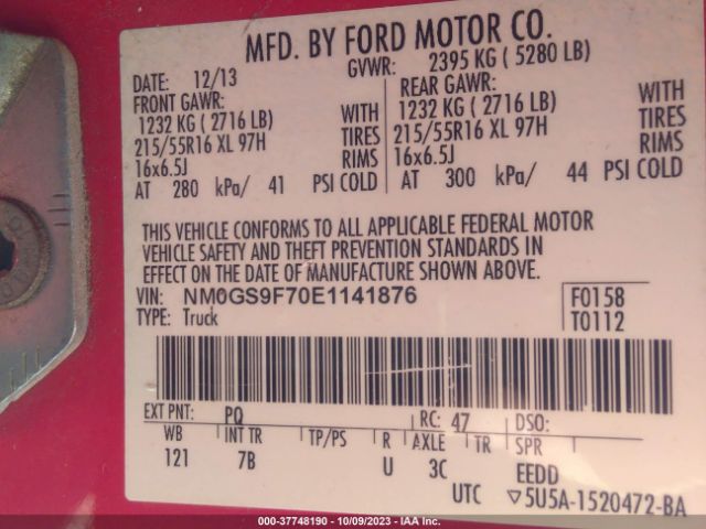 NM0GS9F70E1141876 Ford Transit Connect Wagon Xlt